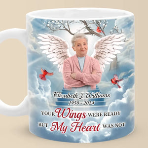 Photo personnalisée : « Un gros morceau de mon cœur vit au paradis » – Mug personnalisé commémoratif – Cadeau de condoléances pour les membres de la famille