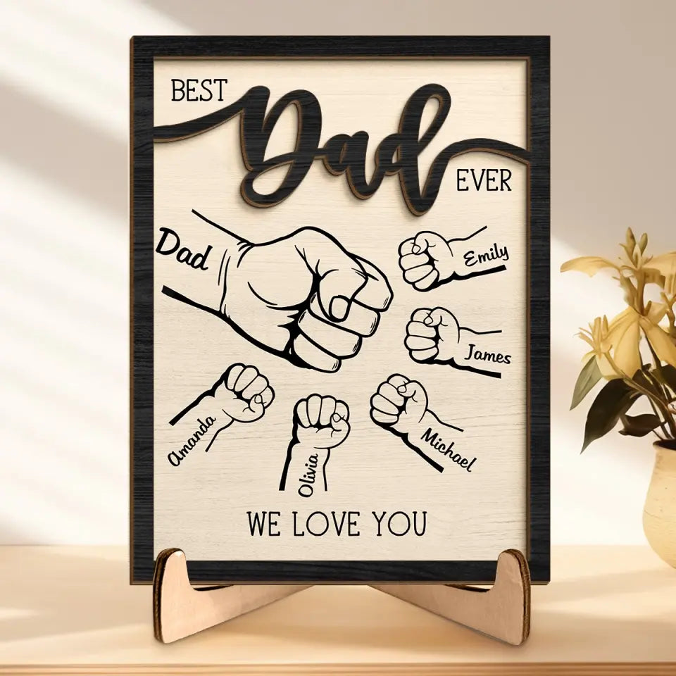 Un père est un banquier, comme le veut la nature - Plaque en bois personnalisée à 2 couches avec support pour la famille - Cadeau pour la fête des pères, papa et grand-père