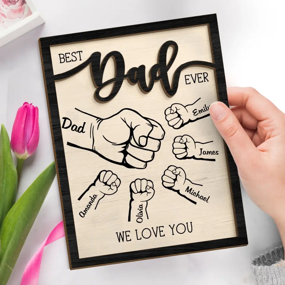 Un père est un banquier, comme le veut la nature - Plaque en bois personnalisée à 2 couches avec support pour la famille - Cadeau pour la fête des pères, papa et grand-père