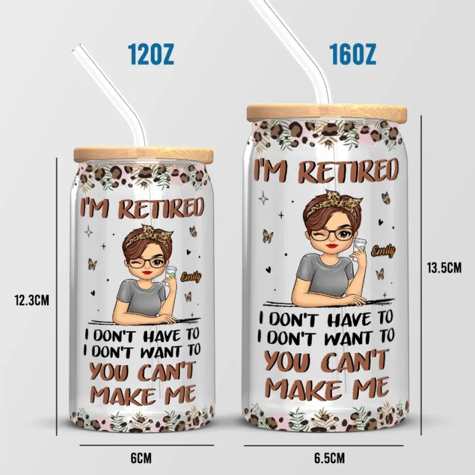 Prenez votre retraite du travail, mais pas de la vie - Tasse en verre personnalisée, tasse à café glacé - Appréciation, cadeau de retraite pour collègues, amis de travail, collègues