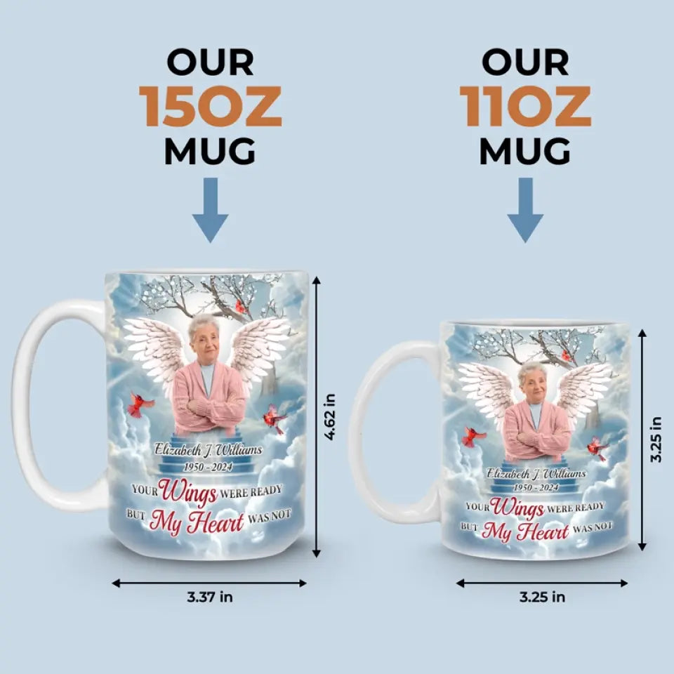 Photo personnalisée : « Un gros morceau de mon cœur vit au paradis » – Mug personnalisé commémoratif – Cadeau de condoléances pour les membres de la famille