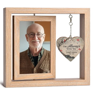 Je suis toujours avec toi - Cadre photo rotatif personnalisé en bois - Cadeau de condoléances pour les membres de la famille