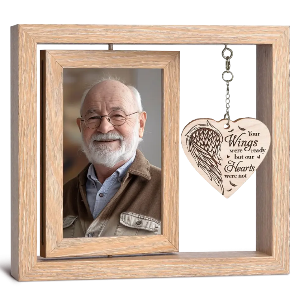 Pas un jour ne passe sans que l'on ne vous regrette - Cadre photo en bois rotatif personnalisé commémoratif - Cadeau de condoléances pour les membres de la famille