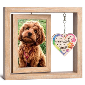 Les plus petits êtres laissent la plus grande impression - Cadre photo rotatif en bois personnalisé commémoratif - Cadeau de condoléances pour les propriétaires d'animaux et les amoureux des animaux