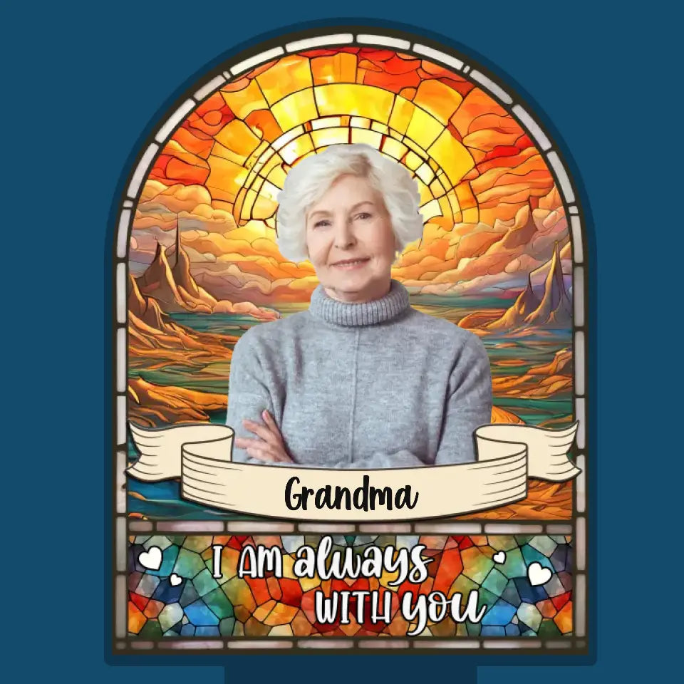 Photo personnalisée « Je suis toujours avec toi » - Lampe solaire de jardin personnalisée - Cadeau de condoléances pour les membres de la famille, les propriétaires d'animaux et les amoureux des animaux