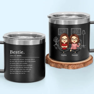 L'amitié est le vin de la vie - Gobelet personnalisé en acier inoxydable de 14 oz avec poignée - Cadeau pour meilleures amies, meilleures amies et sœurs
