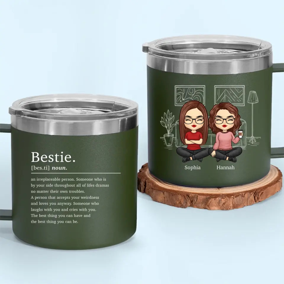 L'amitié est le vin de la vie - Gobelet personnalisé en acier inoxydable de 14 oz avec poignée - Cadeau pour meilleures amies, meilleures amies et sœurs