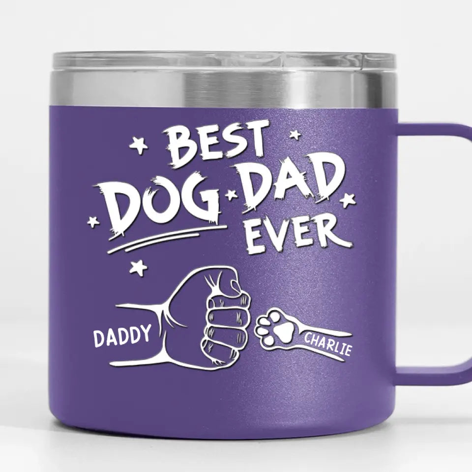 Au papa le plus adorable que je connaisse - Gobelet personnalisé en acier inoxydable de 14 oz avec poignée pour chien et chat - Cadeau pour propriétaires et amoureux des animaux