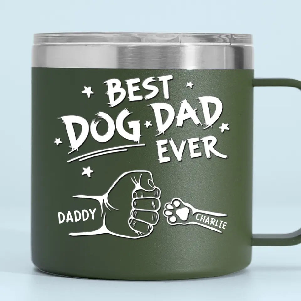 Au papa le plus adorable que je connaisse - Gobelet personnalisé en acier inoxydable de 14 oz avec poignée pour chien et chat - Cadeau pour propriétaires et amoureux des animaux