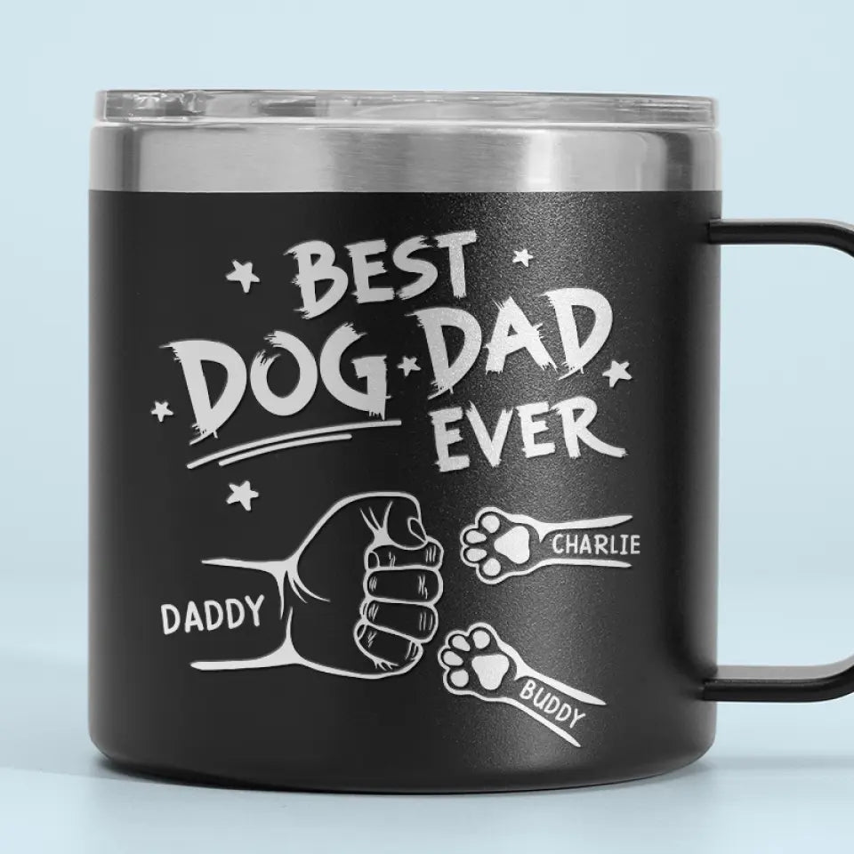 Au papa le plus adorable que je connaisse - Gobelet personnalisé en acier inoxydable de 14 oz avec poignée pour chien et chat - Cadeau pour propriétaires et amoureux des animaux