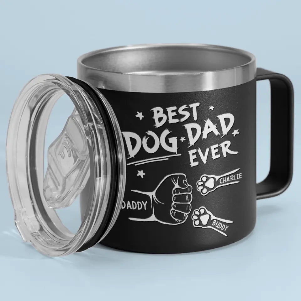 Au papa le plus adorable que je connaisse - Gobelet personnalisé en acier inoxydable de 14 oz avec poignée pour chien et chat - Cadeau pour propriétaires et amoureux des animaux