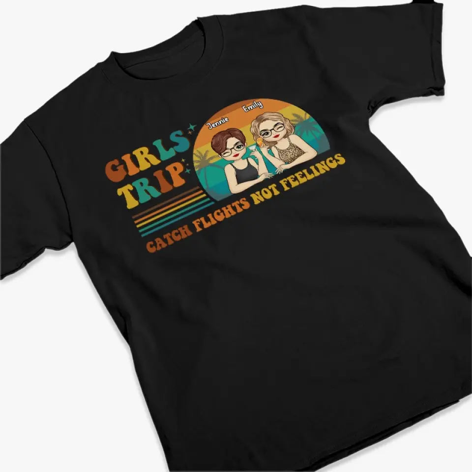 Un voyage entre filles coûte moins cher qu'une thérapie - T-shirt, sweat à capuche et sweat-shirt unisexe personnalisé pour meilleure amie - Cadeau de vacances d'été pour meilleures amies, meilleures amies, sœurs