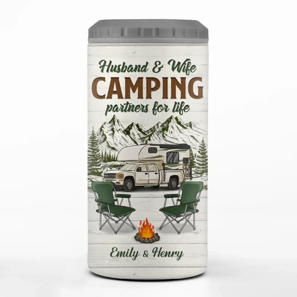 La vie est un voyage, pas une destination, profitez des moments - Gobelet isotherme 4 en 1 personnalisé pour le camping - Cadeau pour couple, mari, femme, amoureux du camping