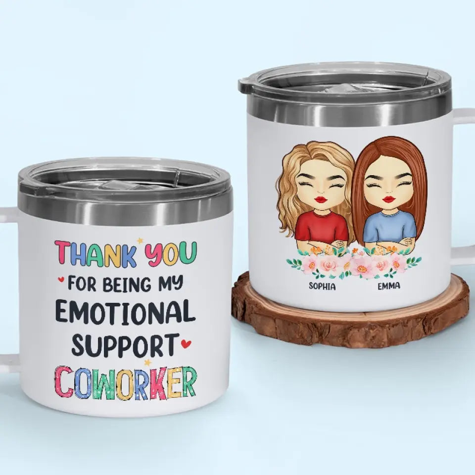 Merci d'être mon thérapeute bénévole - Gobelet personnalisé en acier inoxydable de 14 oz avec poignée - Cadeau pour meilleurs amis, meilleures amies, sœurs, collègues