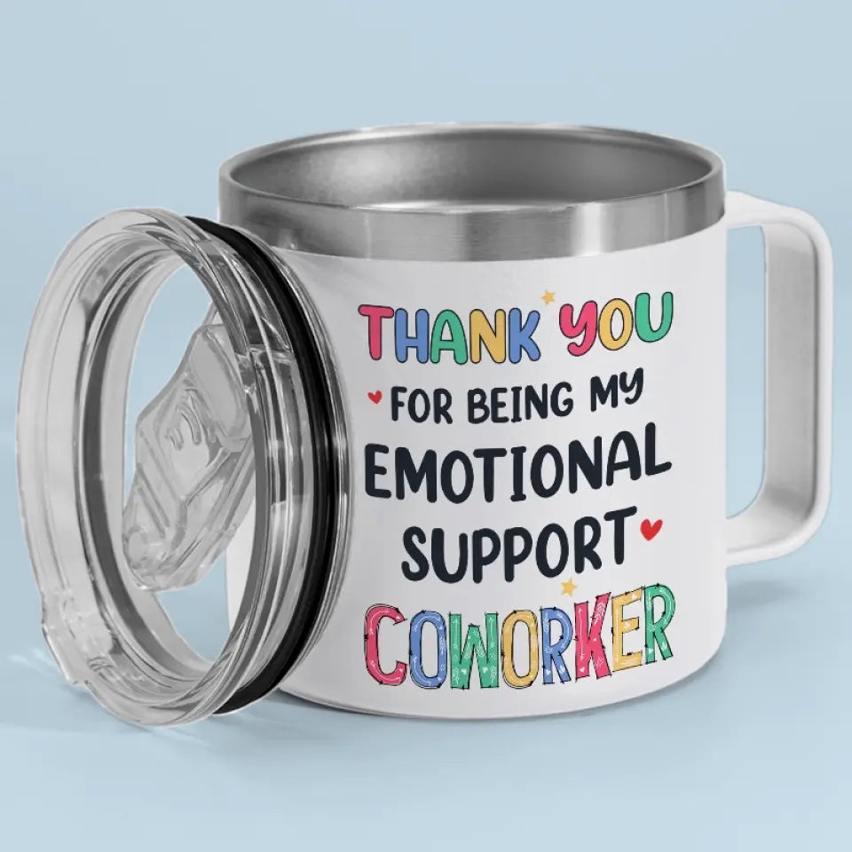 Merci d'être mon thérapeute bénévole - Gobelet personnalisé en acier inoxydable de 14 oz avec poignée - Cadeau pour meilleurs amis, meilleures amies, sœurs, collègues