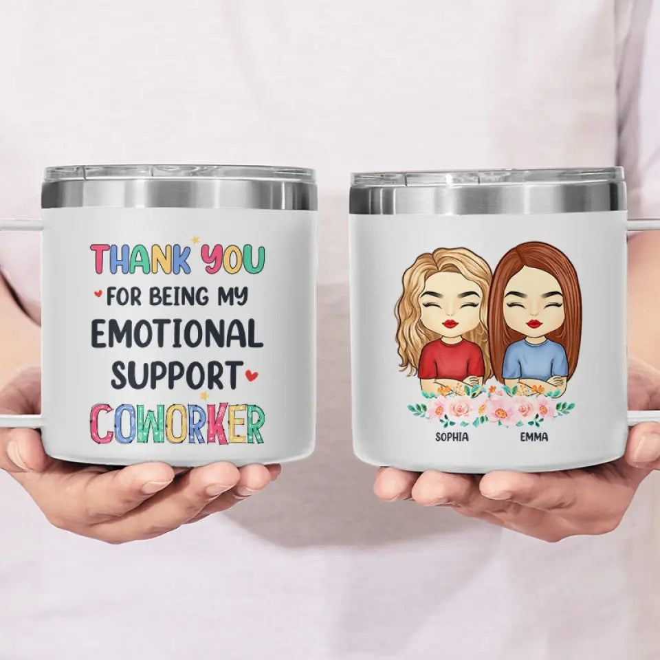 Merci d'être mon thérapeute bénévole - Gobelet personnalisé en acier inoxydable de 14 oz avec poignée - Cadeau pour meilleurs amis, meilleures amies, sœurs, collègues