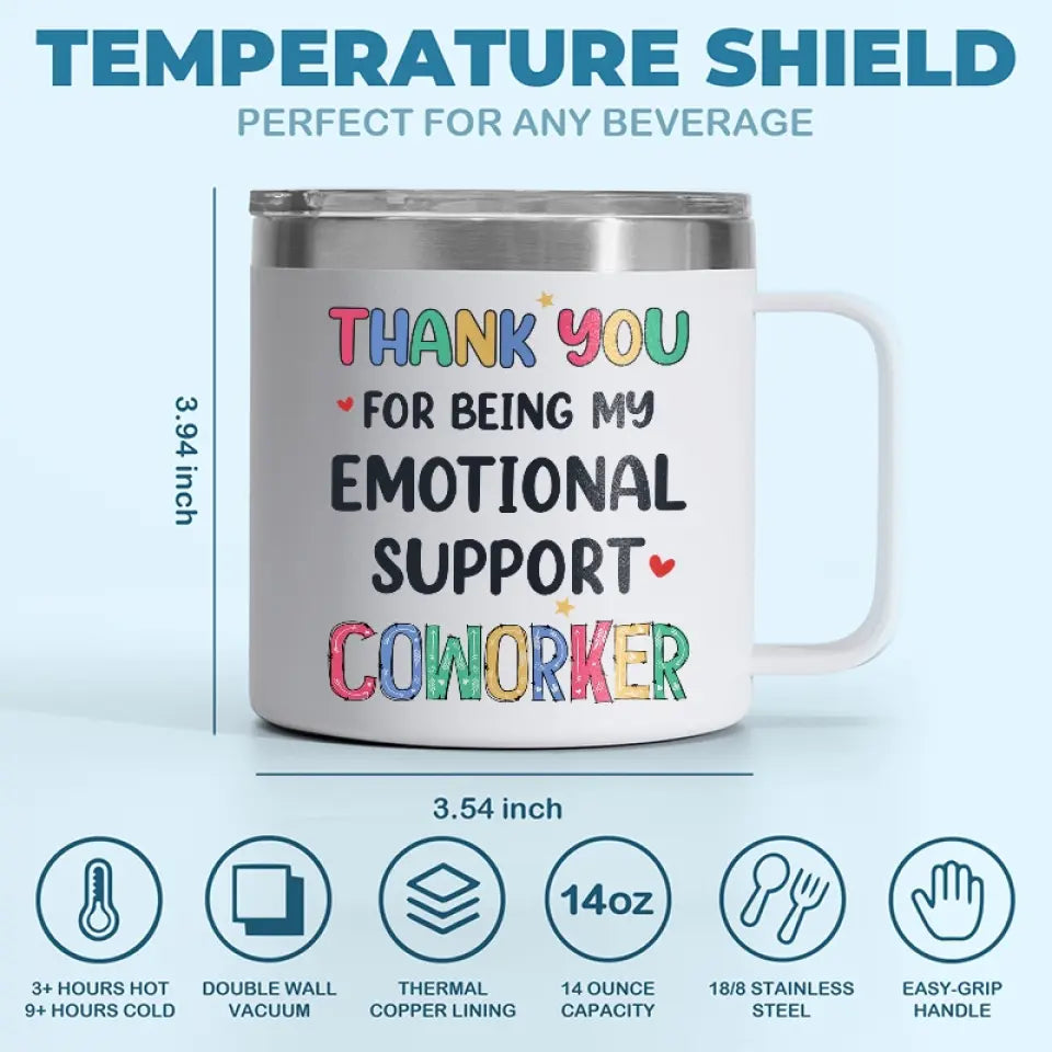 Merci d'être mon thérapeute bénévole - Gobelet personnalisé en acier inoxydable de 14 oz avec poignée - Cadeau pour meilleurs amis, meilleures amies, sœurs, collègues