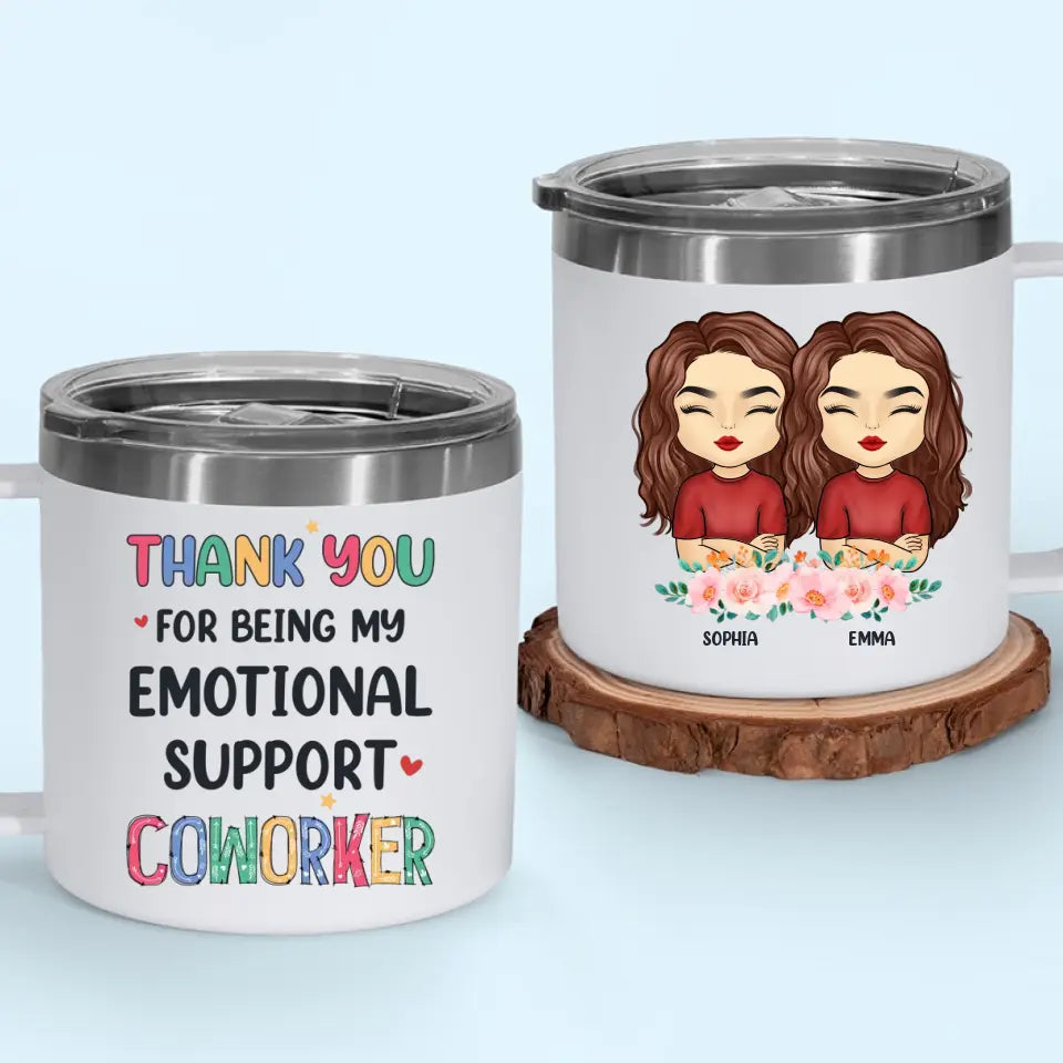 Merci d'être mon thérapeute bénévole - Gobelet personnalisé en acier inoxydable de 14 oz avec poignée - Cadeau pour meilleurs amis, meilleures amies, sœurs, collègues