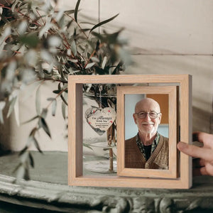 Je suis toujours avec toi - Cadre photo rotatif personnalisé en bois - Cadeau de condoléances pour les membres de la famille