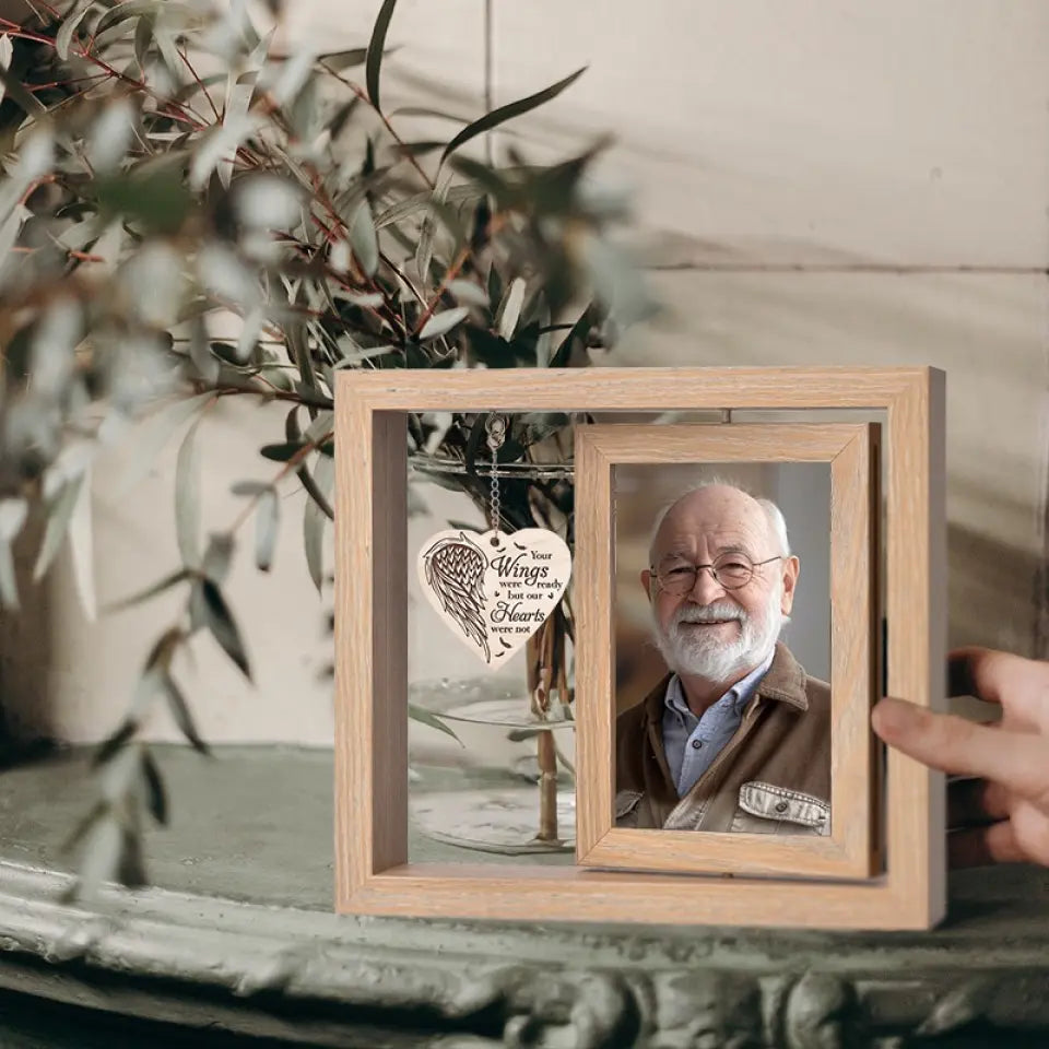 Pas un jour ne passe sans que l'on ne vous regrette - Cadre photo en bois rotatif personnalisé commémoratif - Cadeau de condoléances pour les membres de la famille