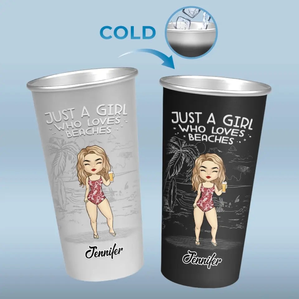 La vie est une plage, trouvez votre vague - Tasse personnalisée en aluminium changeant de couleur - Cadeau de vacances d'été pour meilleures amies, meilleures amies, sœurs