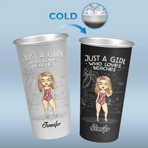 La vie est une plage, trouvez votre vague - Tasse personnalisée en aluminium changeant de couleur - Cadeau de vacances d'été pour meilleures amies, meilleures amies, sœurs