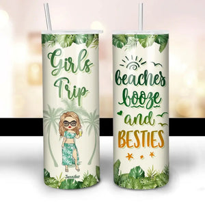 Je t'aime jusqu'à la plage et retour - Gobelet fin personnalisé Bestie - Cadeau de vacances d'été pour meilleures amies, meilleures amies, sœurs