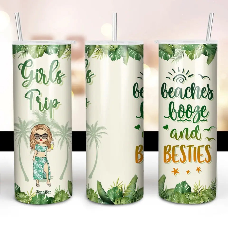 Je t'aime jusqu'à la plage et retour - Gobelet fin personnalisé Bestie - Cadeau de vacances d'été pour meilleures amies, meilleures amies, sœurs