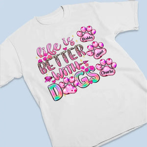 Les chiens laissent des empreintes de pattes sur votre cœur - T-shirt, sweat à capuche et sweat-shirt unisexe personnalisé pour chien - Cadeau pour propriétaires et amoureux des animaux