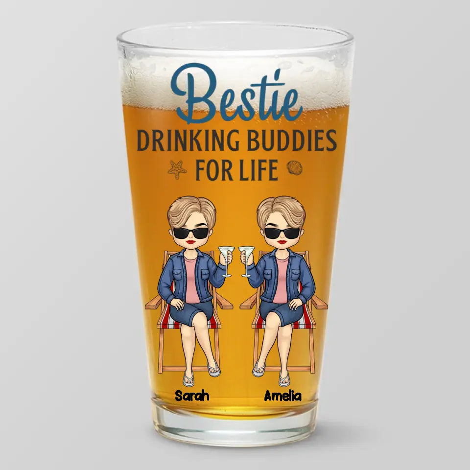 Meilleurs amis pour la vie - Verre à bière personnalisé - Cadeau de vacances d'été pour les meilleures amies, meilleures amies, sœurs, collègues