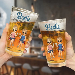 Meilleurs amis pour la vie - Verre à bière personnalisé - Cadeau de vacances d'été pour les meilleures amies, meilleures amies, sœurs, collègues