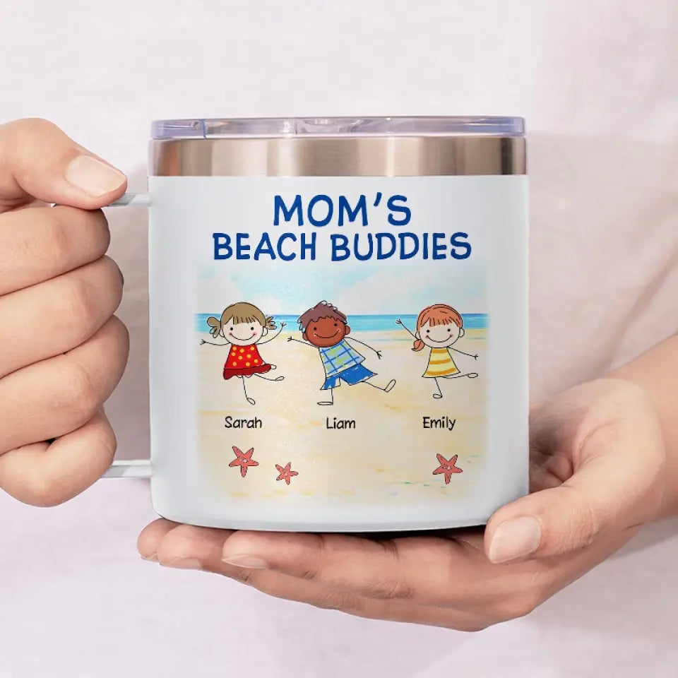 Nous sommes vos amis de plage - Gobelet personnalisé en acier inoxydable de 14 oz avec poignée - Cadeau pour maman, grand-mère