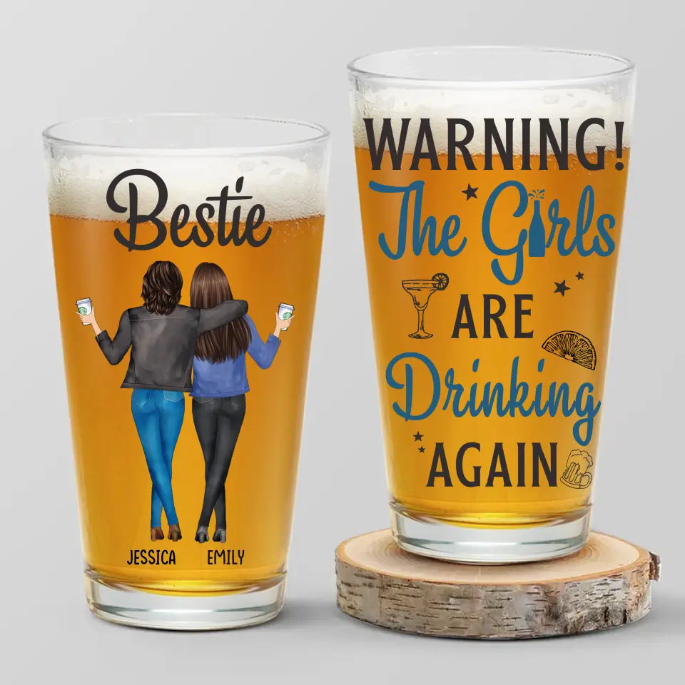 Les filles boivent à nouveau - Verre à bière personnalisé Bestie - Cadeau de vacances d'été pour meilleures amies, meilleures amies, sœurs, collègues