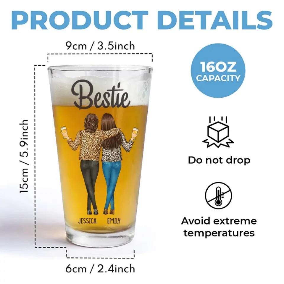 Les filles boivent à nouveau - Verre à bière personnalisé Bestie - Cadeau de vacances d'été pour meilleures amies, meilleures amies, sœurs, collègues