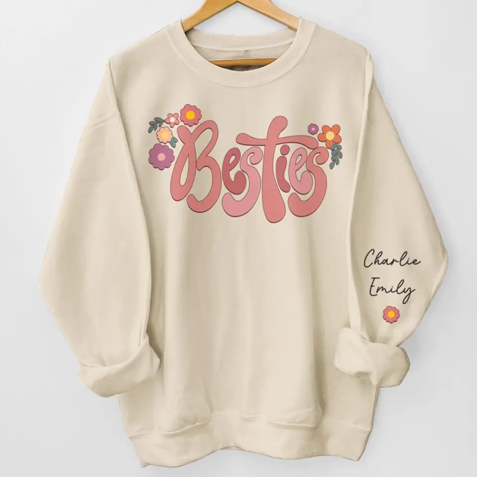 Sweat-shirt unisexe personnalisé « Friends Until The End » avec motif sur la manche - Cadeau pour meilleures amies, meilleures amies, sœurs