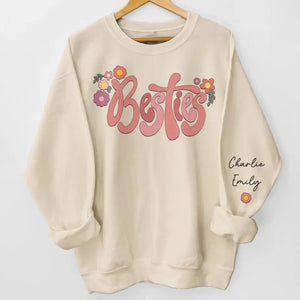 Sweat-shirt unisexe personnalisé « Friends Until The End » avec motif sur la manche - Cadeau pour meilleures amies, meilleures amies, sœurs