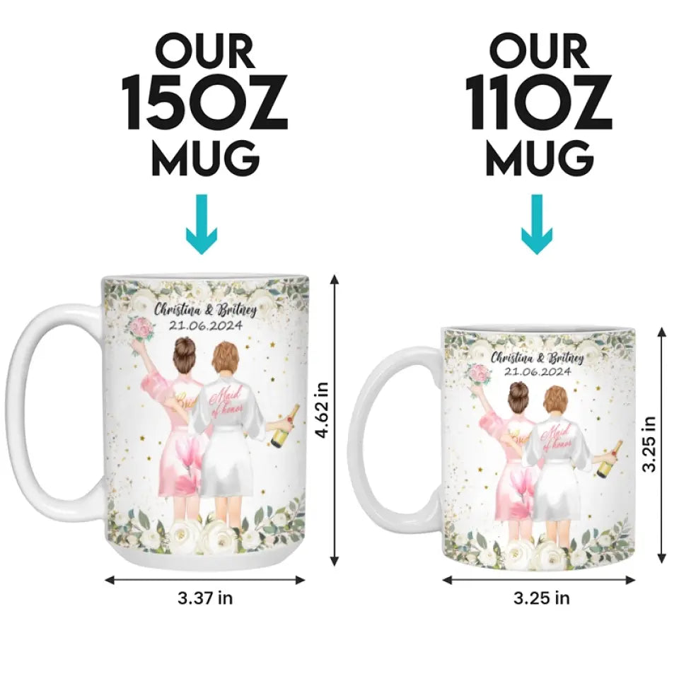 Célébrer l'amour avec mes proches - Mug personnalisé pour meilleure amie - Cadeau de mariage, cadeau de demoiselle d'honneur pour meilleures amies, meilleures amies, sœurs