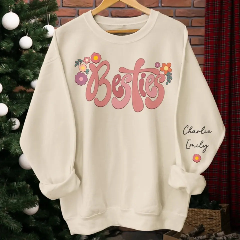 Sweat-shirt unisexe personnalisé « Friends Until The End » avec motif sur la manche - Cadeau pour meilleures amies, meilleures amies, sœurs