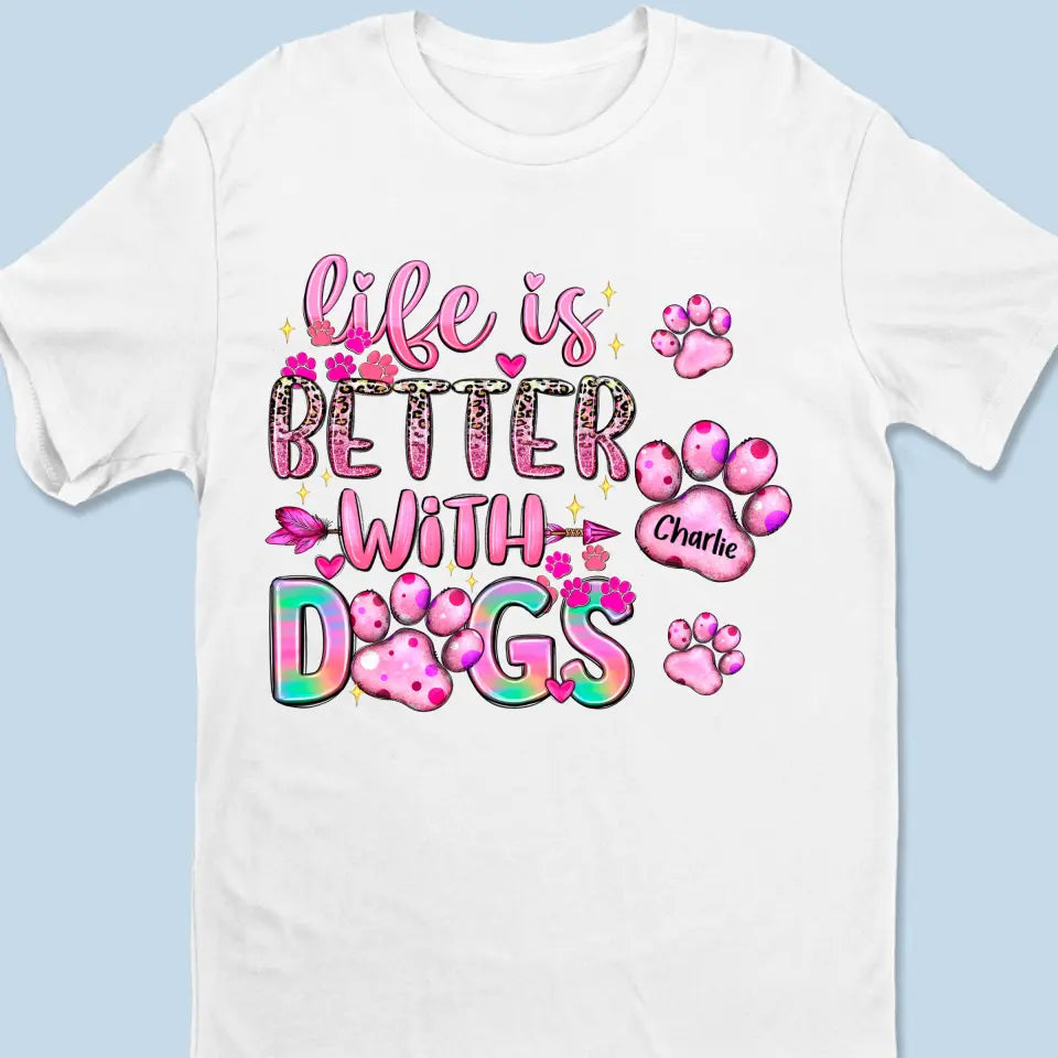 Les chiens laissent des empreintes de pattes sur votre cœur - T-shirt, sweat à capuche et sweat-shirt unisexe personnalisé pour chien - Cadeau pour propriétaires et amoureux des animaux