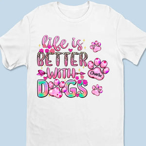Les chiens laissent des empreintes de pattes sur votre cœur - T-shirt, sweat à capuche et sweat-shirt unisexe personnalisé pour chien - Cadeau pour propriétaires et amoureux des animaux