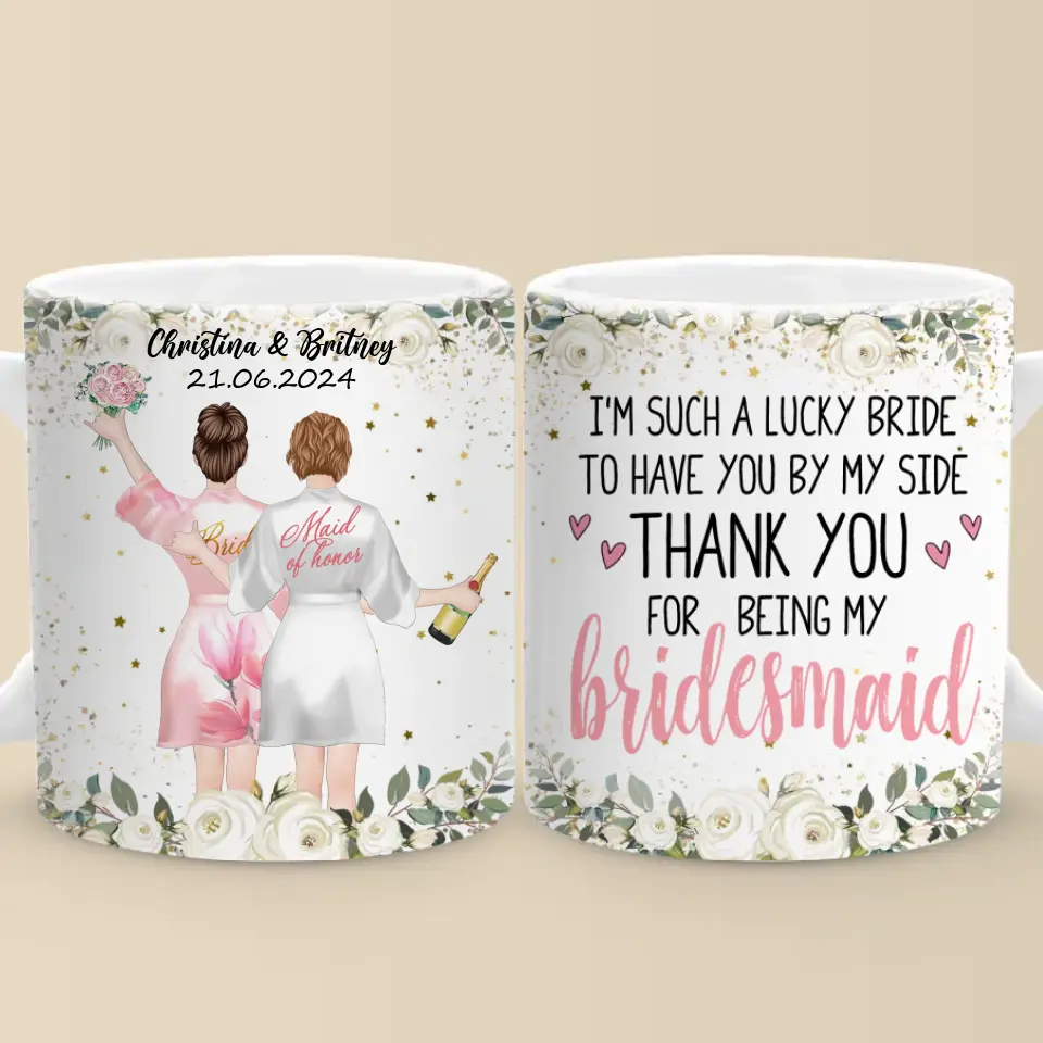 Célébrer l'amour avec mes proches - Mug personnalisé pour meilleure amie - Cadeau de mariage, cadeau de demoiselle d'honneur pour meilleures amies, meilleures amies, sœurs