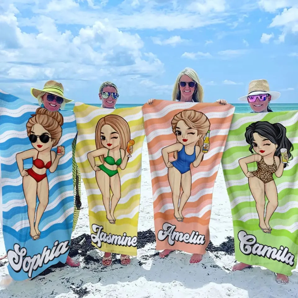Serviette de plage personnalisée « La fille la plus sexy de la plage » – Cadeau idéal pour les vacances d'été, les anniversaires, les fêtes à la piscine, pour les meilleures amies, les meilleures amies et les sœurs