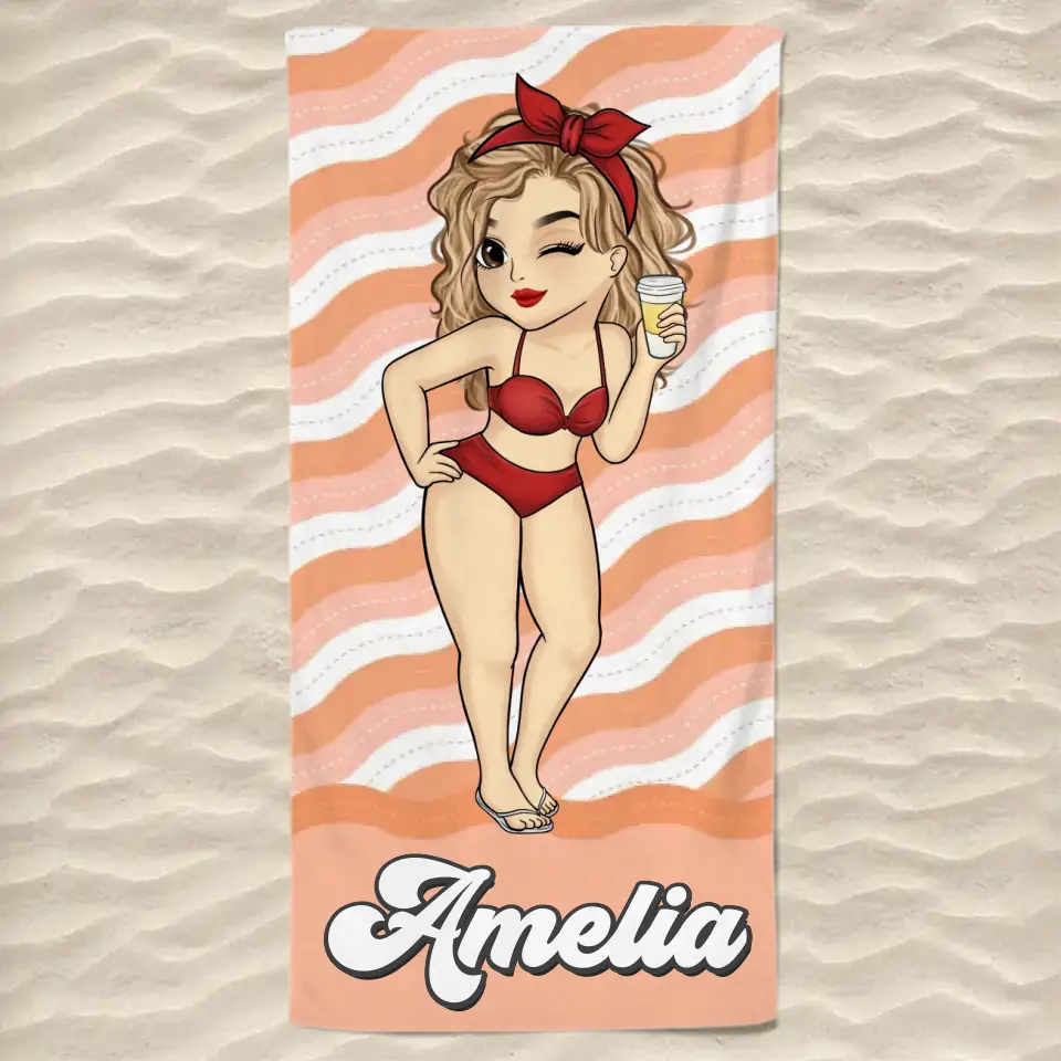 Serviette de plage personnalisée « La fille la plus sexy de la plage » – Cadeau idéal pour les vacances d'été, les anniversaires, les fêtes à la piscine, pour les meilleures amies, les meilleures amies et les sœurs