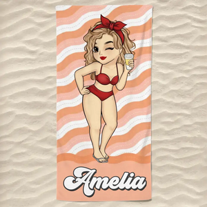 Serviette de plage personnalisée « La fille la plus sexy de la plage » – Cadeau idéal pour les vacances d'été, les anniversaires, les fêtes à la piscine, pour les meilleures amies, les meilleures amies et les sœurs