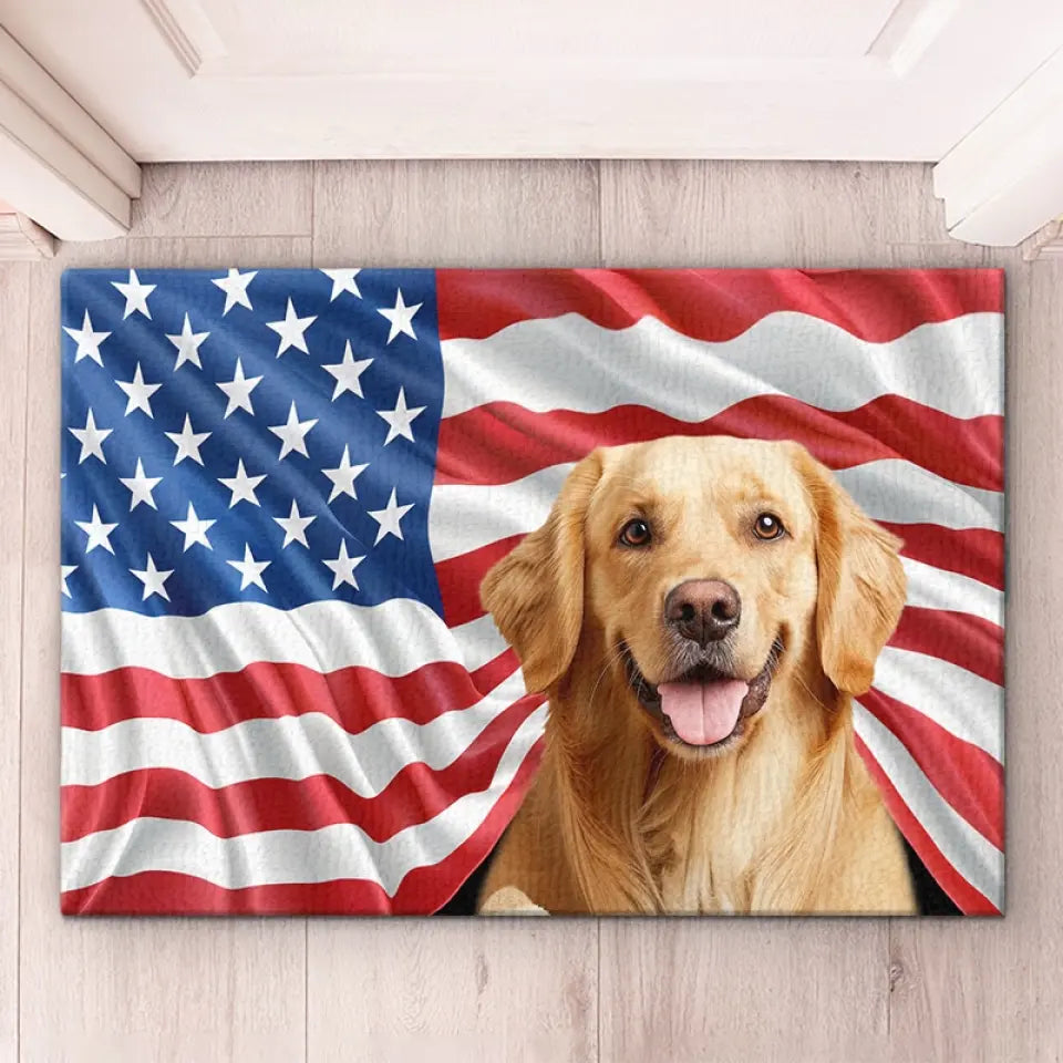 Tapis décoratif personnalisé avec photo « Home Is Where Love Residents » pour chien et chat – Cadeau de pendaison de crémaillère pour propriétaires et amoureux des animaux