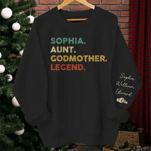 Tante, Marraine, Légende - Sweat-shirt unisexe personnalisé avec motif sur la manche - Cadeau pour les membres de la famille