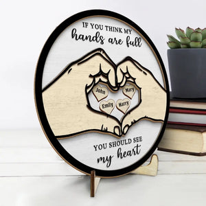 Mon cœur est rempli de ton amour - Plaque en bois personnalisée à 2 couches avec support - Cadeau pour maman, grand-mère