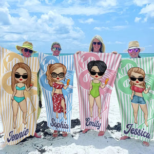 Serviette de plage personnalisée « Les filles veulent juste prendre le soleil » – Cadeau idéal pour les vacances d'été, les anniversaires, les fêtes au bord de la piscine, pour les meilleures amies, les meilleures amies et les sœurs