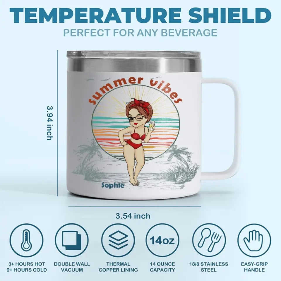 L'été est meilleur avec une meilleure amie - Gobelet personnalisé en acier inoxydable de 14 oz avec poignée - Cadeau de vacances d'été pour les meilleures amies, les meilleures amies et les sœurs