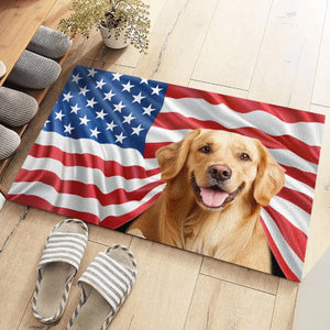 Tapis décoratif personnalisé avec photo « Home Is Where Love Residents » pour chien et chat – Cadeau de pendaison de crémaillère pour propriétaires et amoureux des animaux